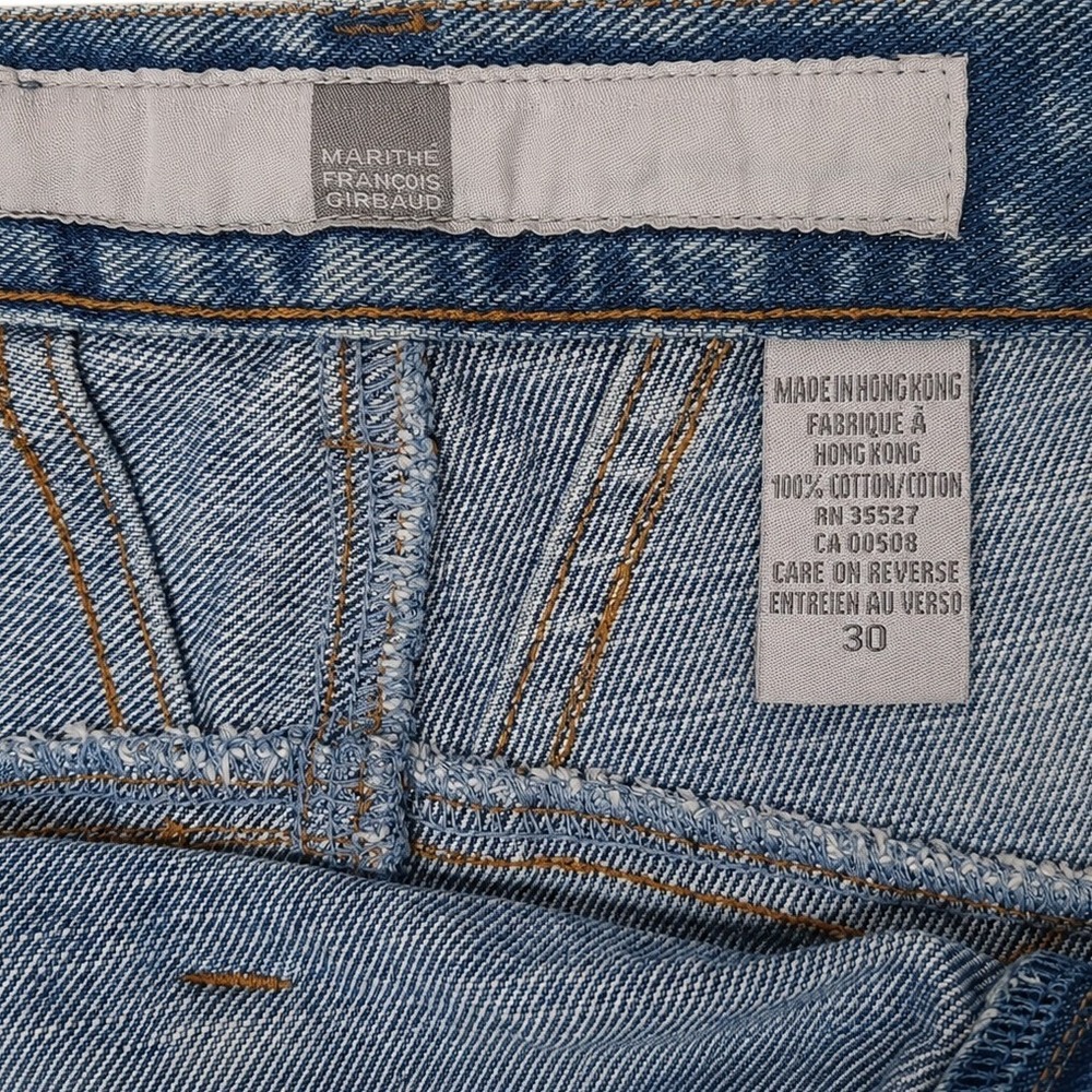 Marithé François Girbaud Denim Mini Skirt Size 30 Raw Hem Vintage - Picture 4 of 5